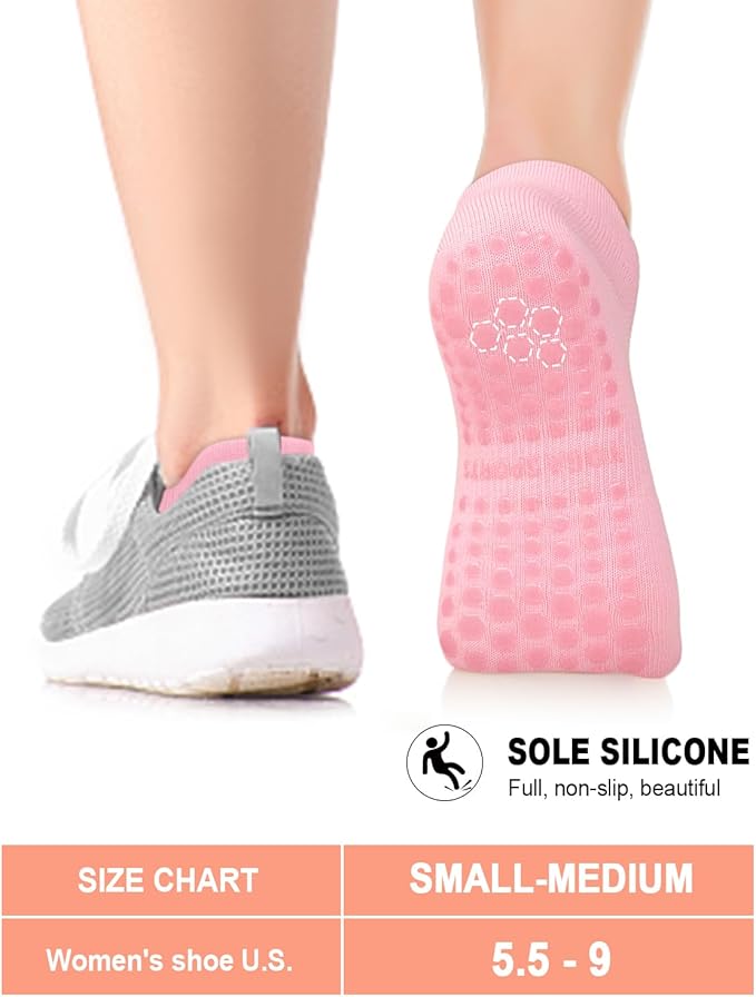 3/6 Pairs Grip Pilates Socks for Women, Non-slip Yoga Athletic Socks for Barre Ballet Barefoot Workout Hospital