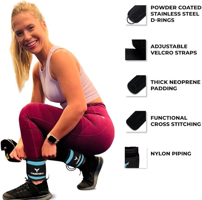 Ankle Straps for Cable Machines Women - Adjustable Gym Ankle Strap for Cable Machine, Neoprene Padded Cable Straps, Durable Leg Strap with Cable Cuff, Glute Kickback Ankle Strap with D Rings