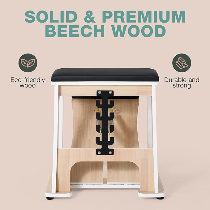 ARKANTOS Pilates Chair, Multi-Functional Stability Chair with Adjustable Resistance, Compact Home Gym Equipment for Full-Body Workout, Black