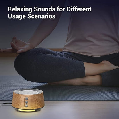 BGOVERSS White Noise Sound Machine with 20 Soothing Sounds, 10 Colors Night Light Sleep Machines Home Office Travel, 5 Timers and Memory Feature Sound Machine for Nursery Baby Kids Adults (Wood)