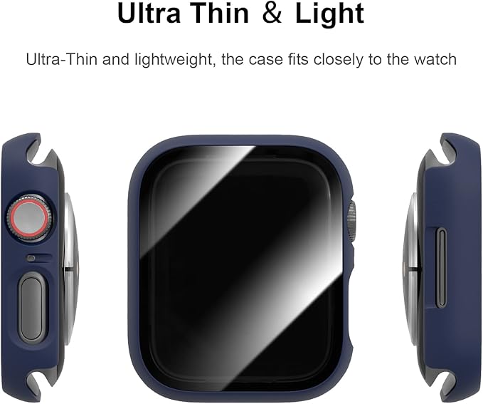 6 Pack Case with Tempered Glass Screen Protector for Apple Watch Series 9/8/7 45mm, Ultra-Thin Scratch Resistant Full Protective Hard PC Bumper Cover for iWatch 45mm Accessories