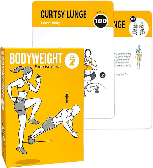 Bodyweight Workout Cards, 62 Exercises Cards Deck Large Size 5" x 3.5" Fitness Cards for Women & Men, Beginner Fitness Guide to Training Exercises at Home or Gym (Bodyweight,Vol 2)
