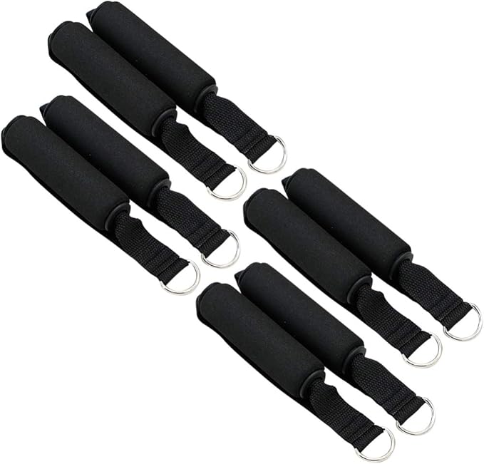 Garneck 4pcs Resistance Band Handles Plastic D Ring Exercise Strap Foam Handle Band Fitness Equipment for Home Gym Overhead Strength Training Stretching Black