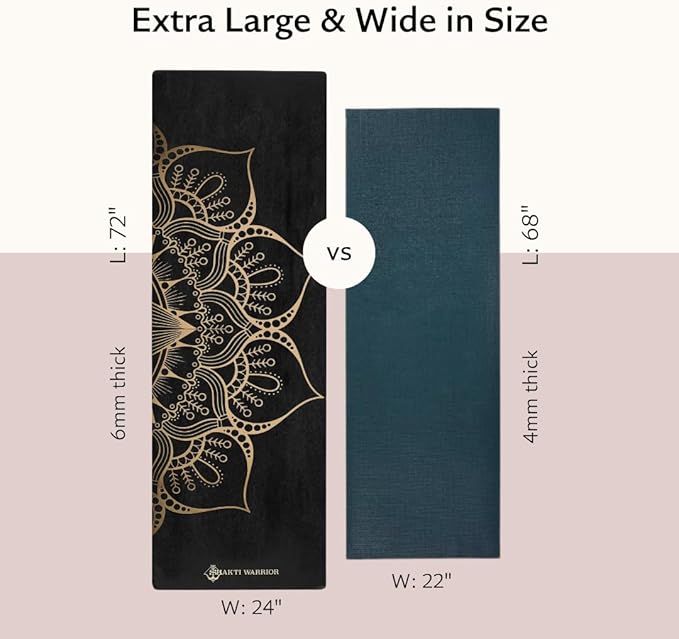 Shakti Warrior TPE Yoga Mat - Artist Designed, Premium eco friendly mats, Non Slip, Non toxic, Great For Regular & Hot Yoga, Pilates and Workouts (72 inch x 24 inch x 6mm thick)