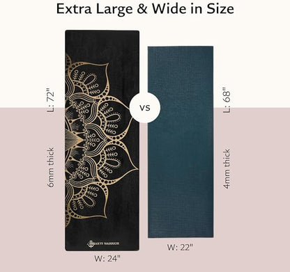 Shakti Warrior TPE Yoga Mat - Artist Designed, Premium eco friendly mats, Non Slip, Non toxic, Great For Regular & Hot Yoga, Pilates and Workouts (72 inch x 24 inch x 6mm thick)