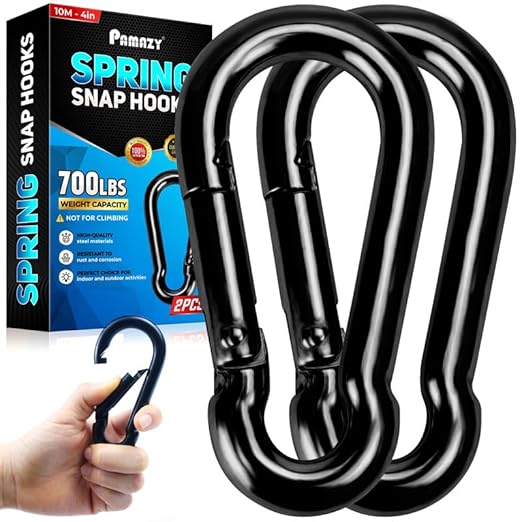 2Pcs 4In Spring Snap Hooks 700LBS Capacity, Carabiner Clip, Heavy Duty Rope Connector, Quick Link Carabiners Spring Snap Hooks for Indoor & Outdoor Activity, Camping, Climbing, Fishing, Hiking