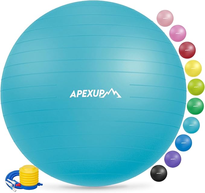 APEXUP Yoga Ball Exercise Ball Anti Slip Heavy Duty for Fitness, Balance & Core Workout