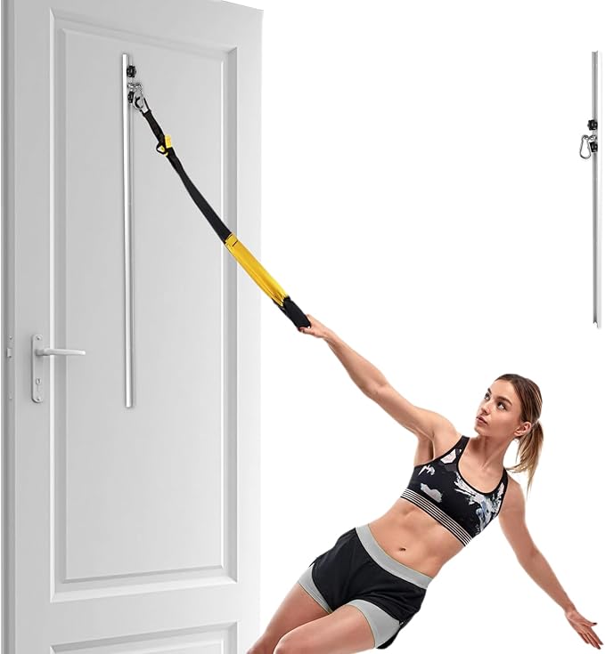 Resistance Band Wall Anchor,Djustable Resistance Bands Anchor,Door Anchor for Resistance Bands，Aluminum Wall-Mounted Resistance Band Wall Anchor,with 1 Rail, 1 Rail Car，Length 48inchs