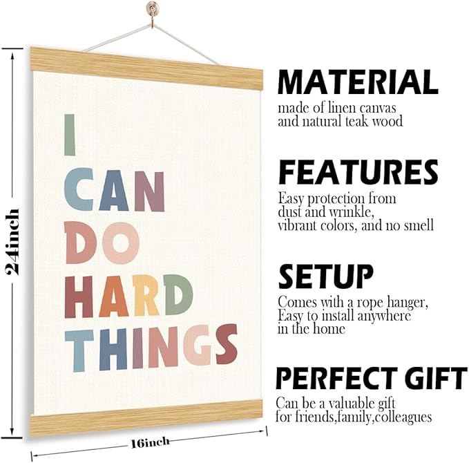 YGSDZY Therapy Office Decor, I Can Do Hard Things, Affirmations For Kids, Boho Classroom Decor, Classroom Posters, Affirmations Poster, Homeschool Decoration, Mental Health Posters
