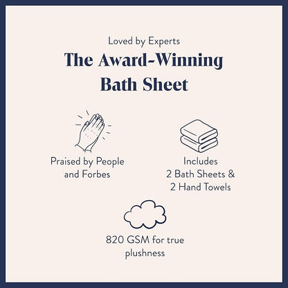 Brooklinen Super-Plush Turkish Cotton Bath Sheets Set - 2 Bath Sheets + 2 Hand Towels Cotton, 820 GSM, Highly Absorbent, Machine Washable, Perfect for Home & Bathroom (Slate Grey)