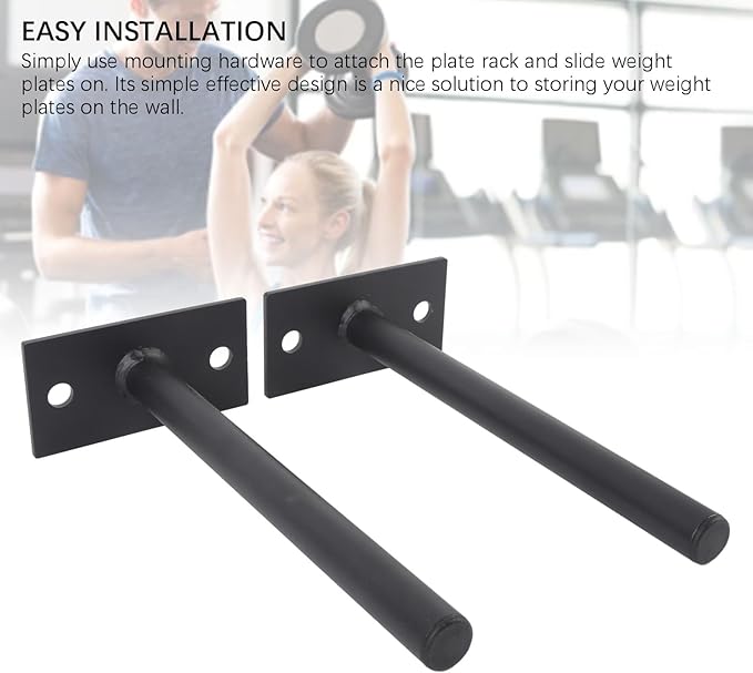 2Pcs Weight Plate Holder, Alloy Steel Wall Weight Plate Rack Wall Mounted Weight Rack Space Saving Wall Weight Storage Rack Organizer for Home Gym, Construction Diameter 1.0in