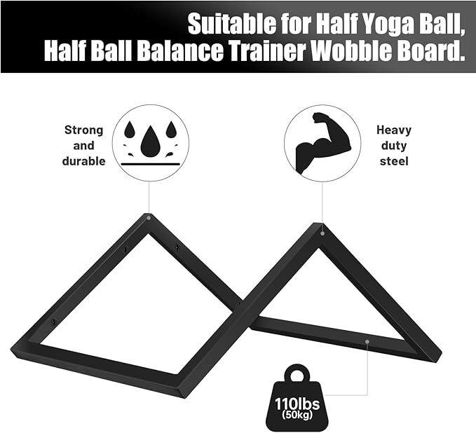 Half Exercise Ball Storage Bracket for Strength Fitness Ball, Balance Ball Holder Wall mount,Yoga Stability Ball Rack Organizer for Home Gym Workouts