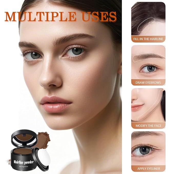 Invisible Hairline Powder, Undetectable Coverage for Bald Spots Receding Hairlines, 3 Seconds Fill for Bald Spots & Thinning Edges, Waterproof, Transfer-Resistant, Natural Matte Finish
