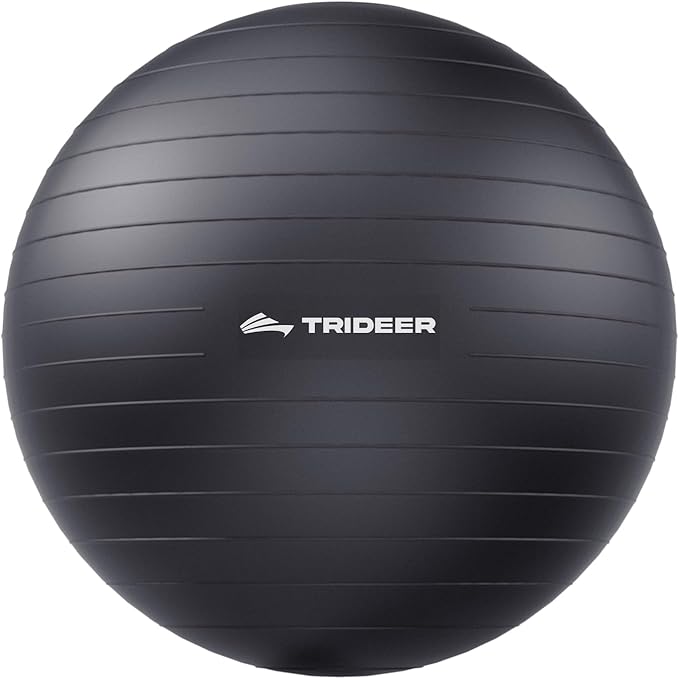 Trideer Exercise Ball for Yoga, Pilates & Fitness – Stability Ball Equipment for Home Gym & Office Chair, Core & Balance Training Accessories, Physical Therapy Equipment, Quick Pump Included, 5 Sizes