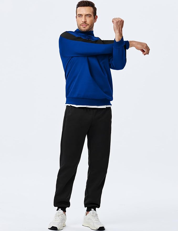 JMIERR Men's 2 Piece Casual Outfits Quarter Button Lightweight Sweatshirt Tracksuit & Joggers Sweatpants Sweatsuit Set