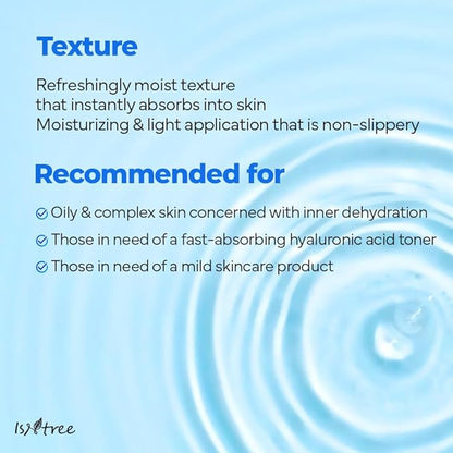 ISNTREE Ultra-Low Molecular Hyaluronic Acid Toner 300ml, 10.14 fl.oz | Korean Skincare | Quick Absorbing | Deep Hydration & Skin Smoothing | Vegan & Fragrance-Free