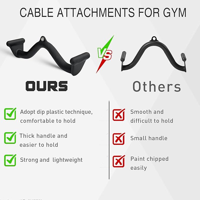 Lat Pull Down Bar T bar Row Attachment, V Bar Tricep Lat Pulldown Attachments, Back Strength Training Bar for Home Gym Exercise Cable Machine Attachments