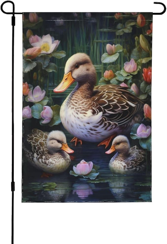 Ducks Family Garden Flag 12x18 In Double Sided Yard Flags Lawn Sign Decor No Flagstand