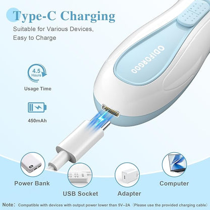 Baby Nail Trimmer Electric Baby Nail File,USB Charging 15 in 1 Nail Clippers kit with Dust Cover LED Light,Trim Buffer Kit for Newborn Infant Toddler or Adults Toes Fingernails Care（Blue）
