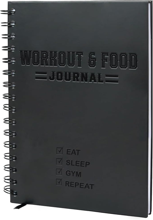 Nextnoid Hardcover Fitness & Food Journal - Nutrition & Workout Planner for Men & Women - A5(5.7" x 8.3") Sturdy Workout Log Book to Track Diet, Gym & Home Workouts