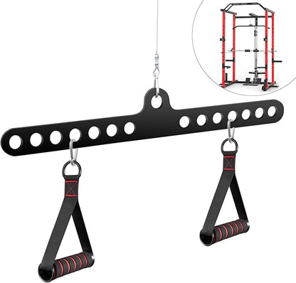 Fitness Home Pulley System Gym Accessories Spreader Bar Multi Grip Wide Lat Pull Down Bar D Handle Cable Bar Rope Attachments Cable Machine for Back Strength Train Functional Trainer Attachment