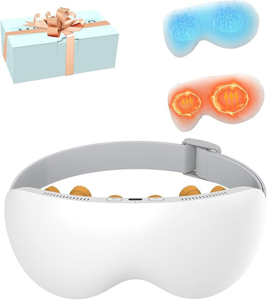 Eyeris 1 Eye Massager, Eye Mask for Migraine, Smart Sleep Mask for Dry Eyes Relax, Reduce Strain Massage Equipment for Mom Dad Women Men (White)