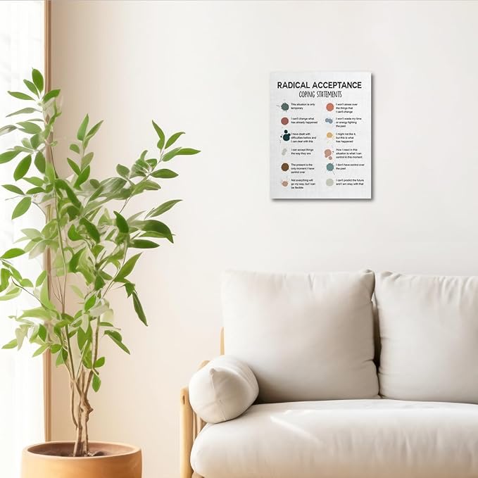 Mental Health Décor, Mental Health Wall Art, Mental Health Posters, School Counselor Supplies, Canvas Wall Art, DBT Poster, Therapist Office Decor, Radical Acceptance Canvas Poster 10x12 inch
