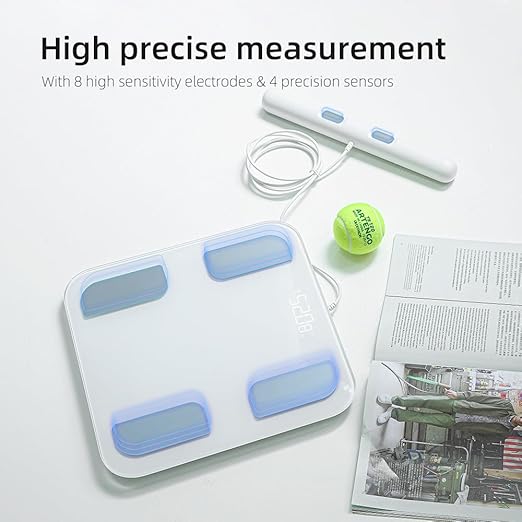 Fitdays Smart Body Fat Scale | Advanced 8-Electrode Technology for BMI/20+ Body Metrics | Full-Color LED & High Precision | Bathroom Weight Scale for Fitness/Weight Loss (FG2001B-A-WHITE)