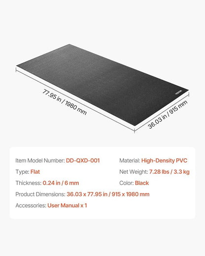 VEVOR Treadmill Mat for Carpet Floor, Exercise Equipment Mat for Treadmills, Stationary & Recumbent Bikes, High Density PVC Floor Protector Gym Mats, Waterproof and Non-Slip for Home Gym
