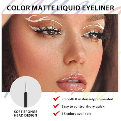 evpct 1Pcs White Liquid Eyeliner Makeup Waterproof White Eye Liners for Women, Eyes Wing Eyeliner Stamps Shapes Colored Eyeliner delineador de ojos a prueba de agua contra el agua blanco para ojos