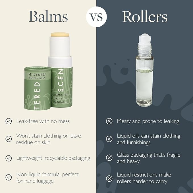 Scentered De-Stress Balm – Aromatherapy Stress Stick with Chamomile & Rosemary – Natural Self-Care Essential Oil roll On – Relaxation Gift for Stress Relief