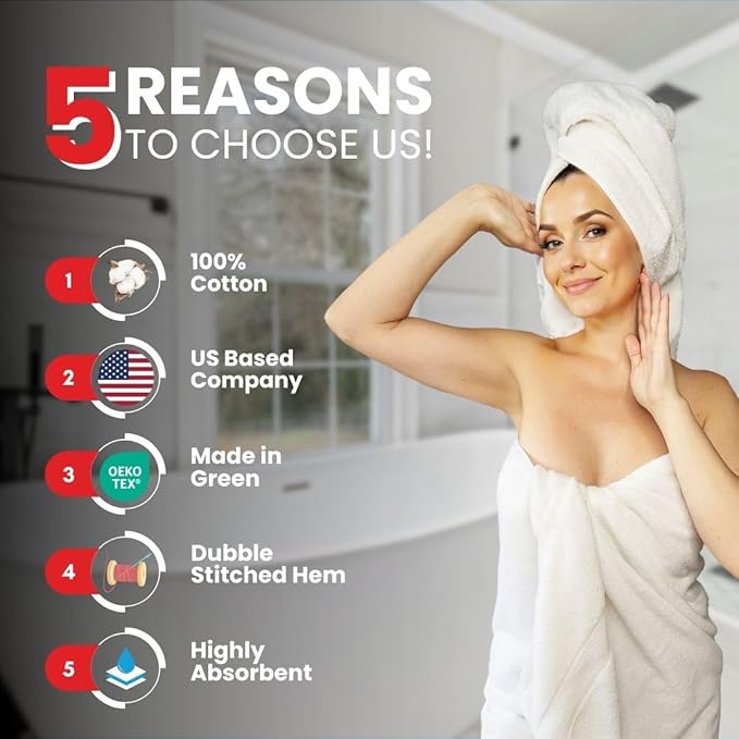 Infinitee Xclusives– Luxury Bath Sheets Towels – 2 Pack 600 GSM (35X70 Inches)– 100% Ring Spun Cotton Large Bath Towels for Bathroom (Brilliant White, Bath Sheet Pack of 2)