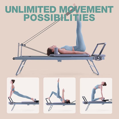 ARKANTOS Pilates Reformer Machine Foldable, Reformer Pilates Equipment for Gym Workout and Home Use, Suitable for Intermediate and Beginners Users
