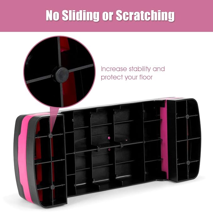 Goplus Step Platform, 26" Adjustable Aerobic Exercise Step Deck with Risers and Non-Slip Surface, 4” - 6”Levels Height-Adjustable, for Home Gym Exercise Fitness Workout