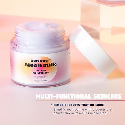 Moon Milk Snail Mucin Moisturizer Gel Cream 3.52 Oz - Blue Light Skin Protection - Korean Snail Mucin Serum Cream that Replenishes Moisture & Leaves Skin Brighter, Plumper, Soothed & Smooth - 2 Pack