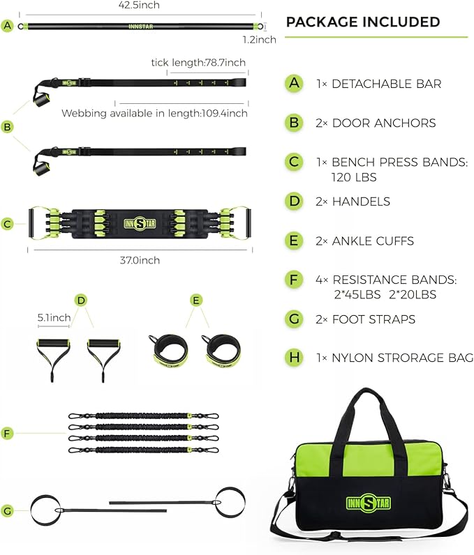 INNSTAR Resistance Bands Accessories Exercise Bands Attachment，Fitness Handles, Workout Bar for Home Gym Workout Full Body Workout