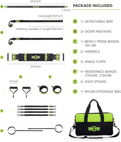 INNSTAR Resistance Bands Accessories Exercise Bands Attachment，Fitness Handles, Workout Bar for Home Gym Workout Full Body Workout