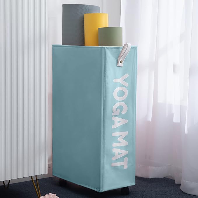 Twira Yoga Mat Storage Racks, Home Gym Storage Rack for Foam Roller, Yoga Strap and Resistance Bands, Workout Equipment Corner Storage Organizer with Wheels