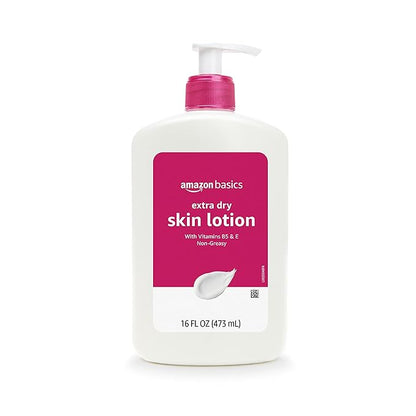 Amazon Basics Body Lotion for Extra-Dry Skin with Vitamins B5 & E, Clean Scent, 16 fl oz, Pack of 4 (Previously Solimo)