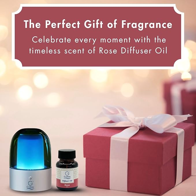 G's Breeze Smart Aroma Diffuser with 60ml Rose Scent Refill – Bluetooth & Wi-Fi App Control - LED Lighting, Adjustable Intensity - Long-Lasting Romantic Floral Fragrance for Home or Office