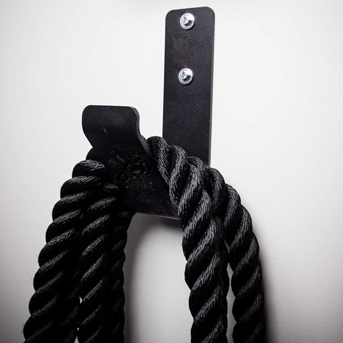 PRx Performance Exercise Rope Storage Hook, USA MADE Wall Mounted Battle Rope Holder, Home or Commercial Gym Accessory, Heavy Duty Steel, Black Powder Coated