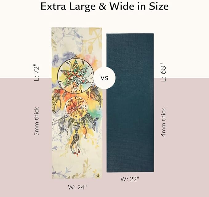 Shakti Warrior TPE Yoga Mat - Artist Designed, Premium eco friendly mats, Non Slip, Non toxic, Great For Regular & Hot Yoga, Pilates and Workouts (72 inch x 24 inch x 6mm thick)