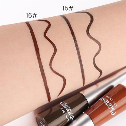 evpct 2Pcs Dark Brown Coffee Liquid Eyeliner Set Waterproof Brown Colored Eye Liners for Women Stamps Shapes for Eyes delineadores de colores para ojos delineador de ojos