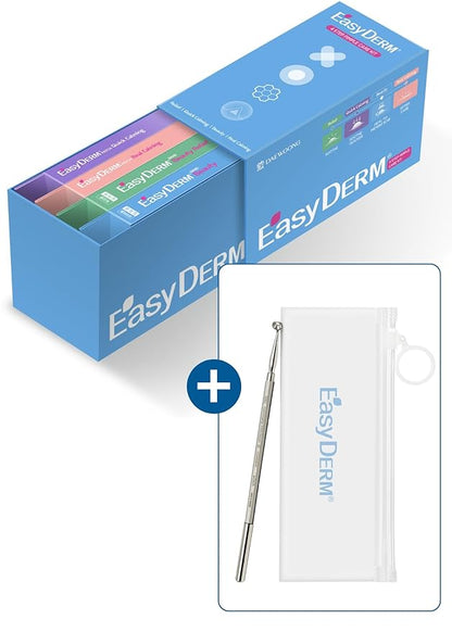 EasyDerm Multi-Step Pimple Patch Set – 4-Type Korean Pimple Patches + Free 2-in-1 Dual-Tip Extractor for Complete Skincare