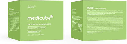 medicube Exosome CICA Tea Tree Calming Toner Pads for Sensitive Skin with Centella Asiatica Help Reduce Redness & breakouts. Low-irritating & Hydrating Daily Care, Korean Skincare, Vegan (100 Pads)