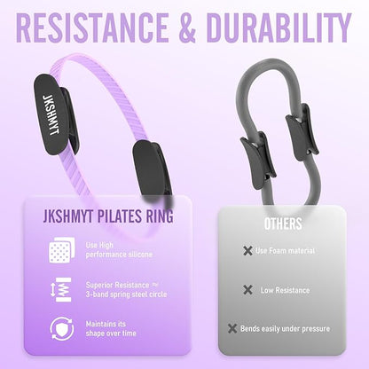 JKSHMYT Silicone Pilates Ring-14.5" Home Pilates kit with Padded Handles, Mini Ball, Resistance Bands, Guide & Bag, Better me Pilates Essentials Circle Set for Workouts Women