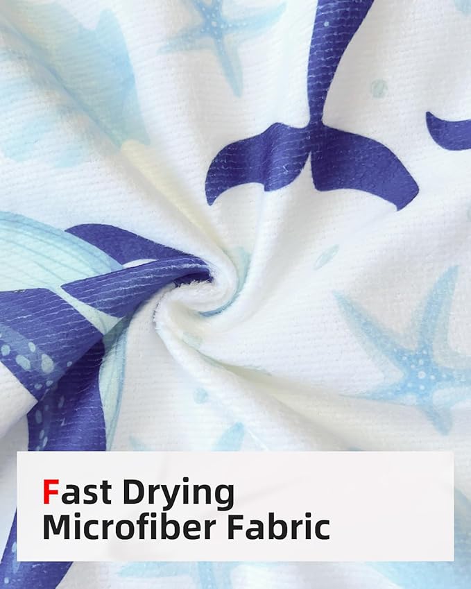 Abahub Surf Poncho Men & Women Towel Poncho Adult with Hood, Thick Quick Dry Changing Poncho Towel, Microfiber Wearable Cover Up for Surfing Beach Swim - Absorbent Changing Towel L (Blue Whale)