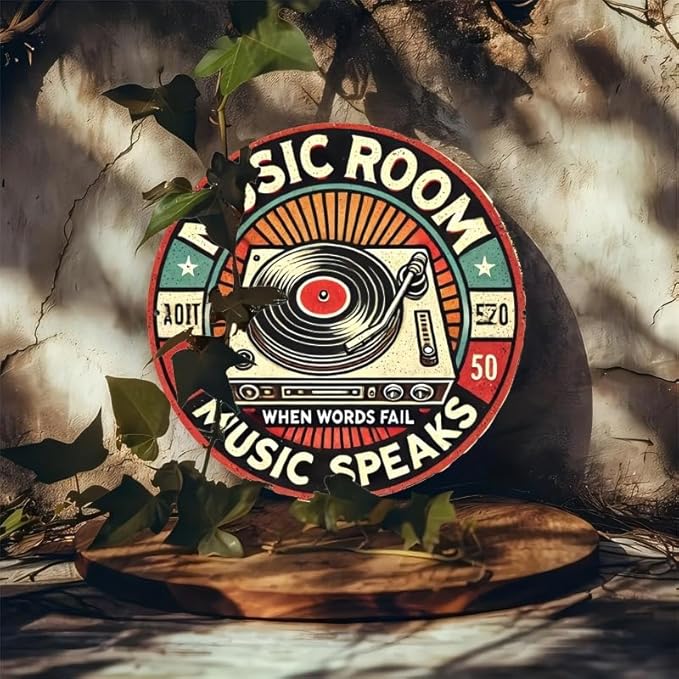 Cbngaoey Vintage Vinyl Record Wall Art - Ideal for Music Lovers, Perfect for Bedroom, Home Bar & Club Decor, Great Christmas Gift, Music Room Decor