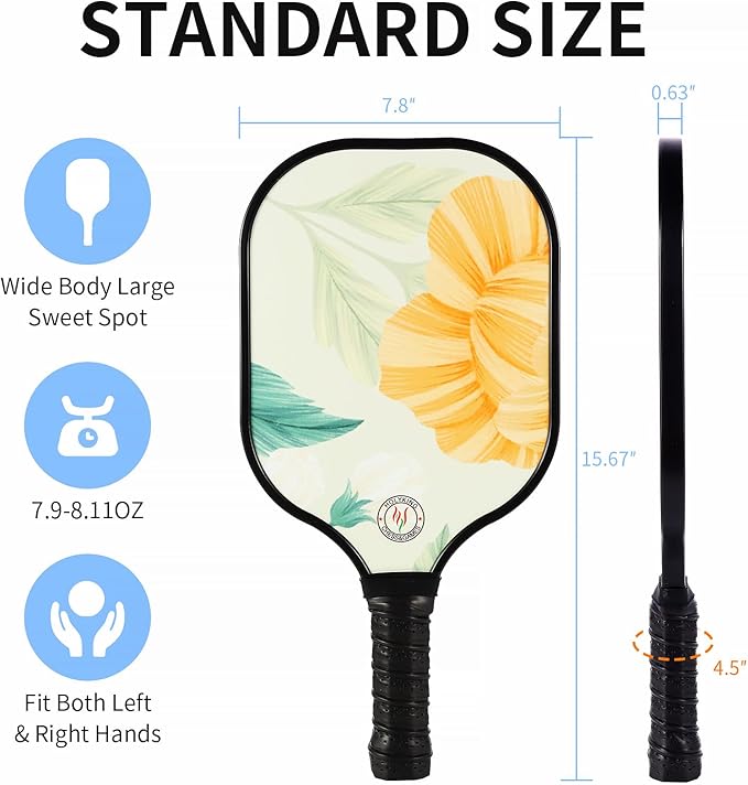 HOLYKING Pickleball Paddles Set, Fiberglass Pickle Ball Racket of 2, 2 Paddles, 2 Balls, 2 Bouncy Balls and Carry Bag, Lightweight Rackets for Women and Men