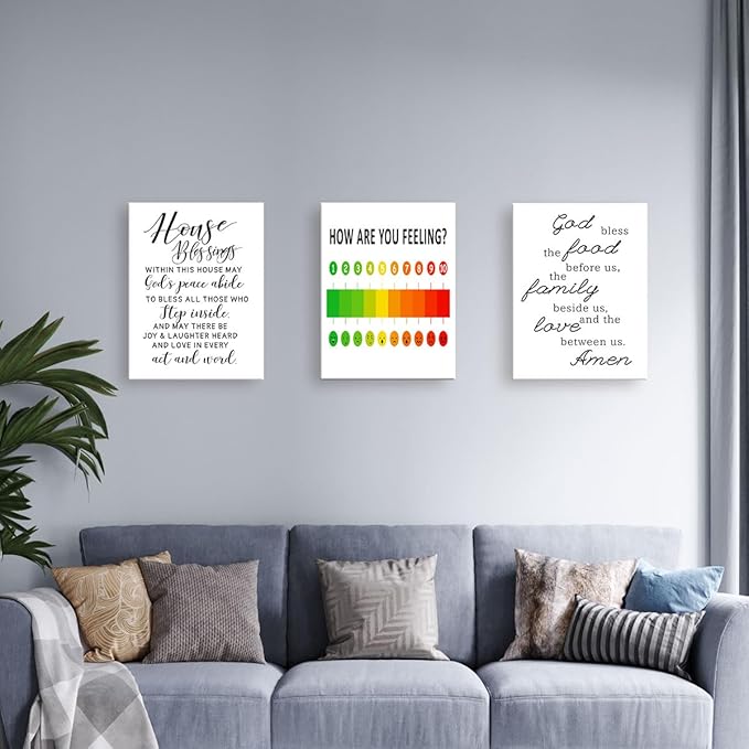 LISTNGBO Mental Health Canvas Wall Art,How are You Feeling Health Clinic Motivational Quote Painting Prints Poster Ready to Hang for Classroom Therapy Office School Wall Decor,12x15 Inch